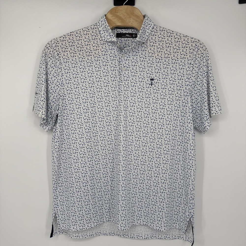 RLX Ralph Lauren Golf Polo Shirt White AOP Golf Ball/Tee Print Performance XL